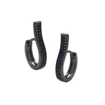Argola com duas fileiras de zircônias coloridas banhada a ródio negro Argola com duas fileiras de zircônias coloridas banhada a ródio negro