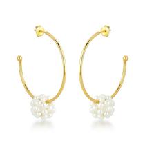 Argola com esfera de mini pérolas Argola com esfera de mini pérolas