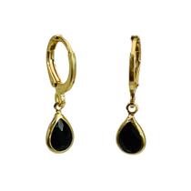 Argola com Pingente Gota Preta