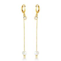 Argola com ponto de luz e pingente pérola