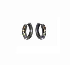 Argola com pontos de zircônia colorida banhada a ródio negro - 2 cm - 6 g Argola com pontos de zircônia colorida banhada a ródio negro - 2 cm - 6 g