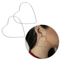 Argola coração Prata 925 Legítima Grande Brinco Antialérgico