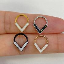 Argola de aço cirúrgico com opala gliter e torção Argola de aço cirúrgico com opala gliter e torção