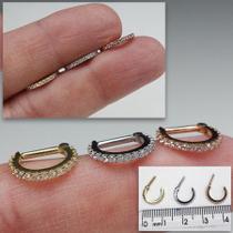 Argola de ouro 18k helix base reta clicker com zircônias suiças Argola de ouro 18k helix base reta clicker com zircônias suiças