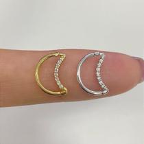 Argola de ouro 18k lua clicker com zircônias cristal