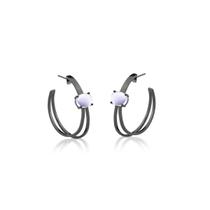 Argola Duas Voltas E Pedra Oval Cabochão Folheada A Ródio Argola Duas Voltas E Pedra Oval Cabochão Folheada A Ródio