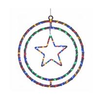 Argola Dupla Com Figuras Estrela 80Leds Colorida - Global