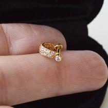 Argola e microbell em ouro 18k hélix double com zircônias cristal Argola e microbell em ouro 18k hélix double com zircônias cristal