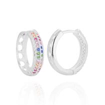 Argola em Prata 925 cravejada com microzircônias coloridas Argola em Prata 925 cravejada com microzircônias coloridas