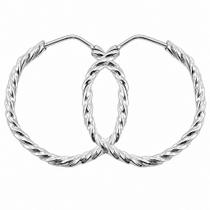 Argola em Prata 925 Sextavada Torcida - Brinco Elegante Argola em Prata 925 Sextavada Torcida - Brinco Elegante