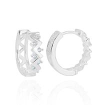 Argola em Prata 925 ZigZag com zircônias cristal Argola em Prata 925 ZigZag com zircônias cristal