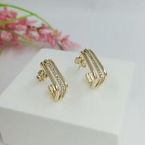 Argola fio triplo micro zircônias semijoia 401321 Argola fio triplo micro zircônias semijoia 401321