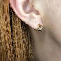 Argola Folheada Pequena com Coração Cravejado Colorido