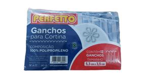 Argola / Gancho De Plástico Para Cortina De Box Com 12 Pecas 5,3cmx3,5cm Perfetto