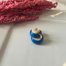 Argola Glamour Resinada Azul P Banhada a Ouro Argola Glamour Resinada Azul P Banhada a Ouro