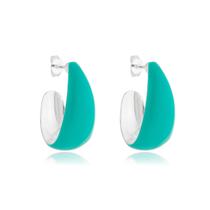 Argola Gota Resinada Verde Água G Prata Argola Gota Resinada Verde Água G Prata