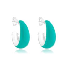 Argola Gota Resinada Verde Água P Prata Argola Gota Resinada Verde Água P Prata