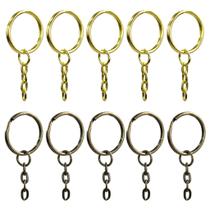 Argola Italiana Dourada & Prata Para Chaveiro 23mm Com Corrente - 200 Peças