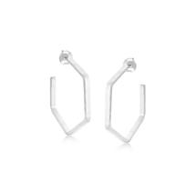 Argola Lisa Geométrica Banhada a Ródio Branco - 4,5 cm