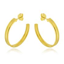 Argola meia cana lisa banhada a ouro 18K