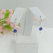 Argola Olho Grego Folheado a Prata 400922