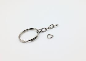 Argola para Chaveiro 22mm Batida C/ Corrente Fina + Elo Triangulo 6mm (100pçs) Cod1140