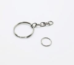 Argola para Chaveiro 22mm S/ Bater C/ Corrente Fina + Elo Redondo 10mm (100pçs) Cod1135