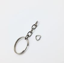 Argola para Chaveiro 22mm Sem Bater C/ Corrente Fina+ Elo Triângulo 6mm (100pçs) Cod1135
