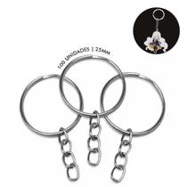 Argola Para Chaveiro Com Corrente 25mm Prata Com 100 Unidade Argola Para Chaveiro Com Corrente 25mm Prata Com 100 Unidade