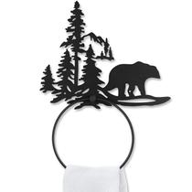 Argola para Toalha Funrous Urso Preto Fosco em Aço Inoxidável 33 x 24 cm