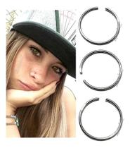 Argola Piercing Brinco Falso Fino Nariz Pres Kit 3 Prateados