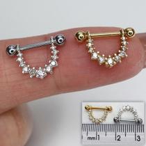 Argola prata 925 half moon com zircônias cristais