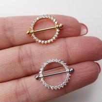 Argola prata 925 mamilo circle com zircônias - 12mm Argola prata 925 mamilo circle com zircônias - 12mm