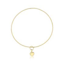 Argola Pulseira feminina fio pingente coração gordo Ouro 10k Argola Pulseira feminina fio pingente coração gordo Ouro 10k