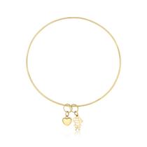 Argola Pulseira FILHO coração fio pingente menino Ouro 10k Argola Pulseira FILHO coração fio pingente menino Ouro 10k