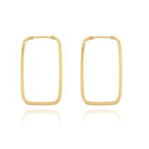 Argola Quadrada Ouro 18k 750 Fio Quadrado + Coração Azul