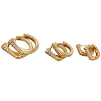 Argola Quadradinha Folheado A Ouro Kit Com 3 Pares
