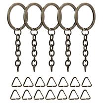 Argola Reforçada Chata Italiana C/ Corrente Para Chaveiros & Triangulos 30 Uni