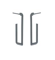 Argola retangular banhada a ródio negro - semijoia Argola retangular banhada a ródio negro - semijoia