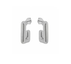 Argola Retangular Lisa Banhada a Ródio Branco - 2,8 cm X 1,9 cm