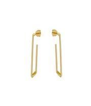 Argola Retangular Lisa Grande Banhada a Ouro - MEIA