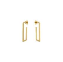 Argola Retangular Lisa M Banhado a Ouro - MEIA