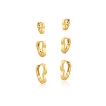 Argola Semi Jóia Dourada Trio Coração Argola Semi Jóia Dourada Trio Coração