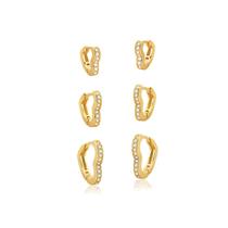 Argola Semi Jóia Dourada Trio Coração Argola Semi Jóia Dourada Trio Coração