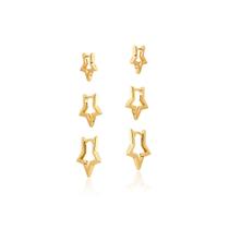 Argola Semi Jóia Dourada Trio Estrela