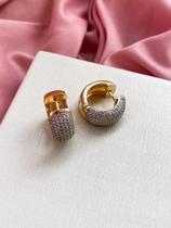 Argola Semijoia Abaulada Cravejada Argola Semijoia Abaulada Cravejada