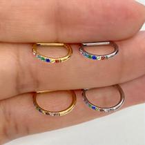 Argola titânio confort com zircônias coloridas