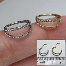 Argola titânio lateral duplo clicker com zircônias cristal