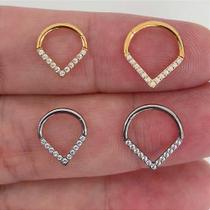 Argola titânio mapis clicker dourada com zircônias cristal Argola titânio mapis clicker dourada com zircônias cristal