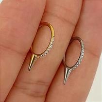 Argola titânio spike clicker com zircônias e fecho clicker